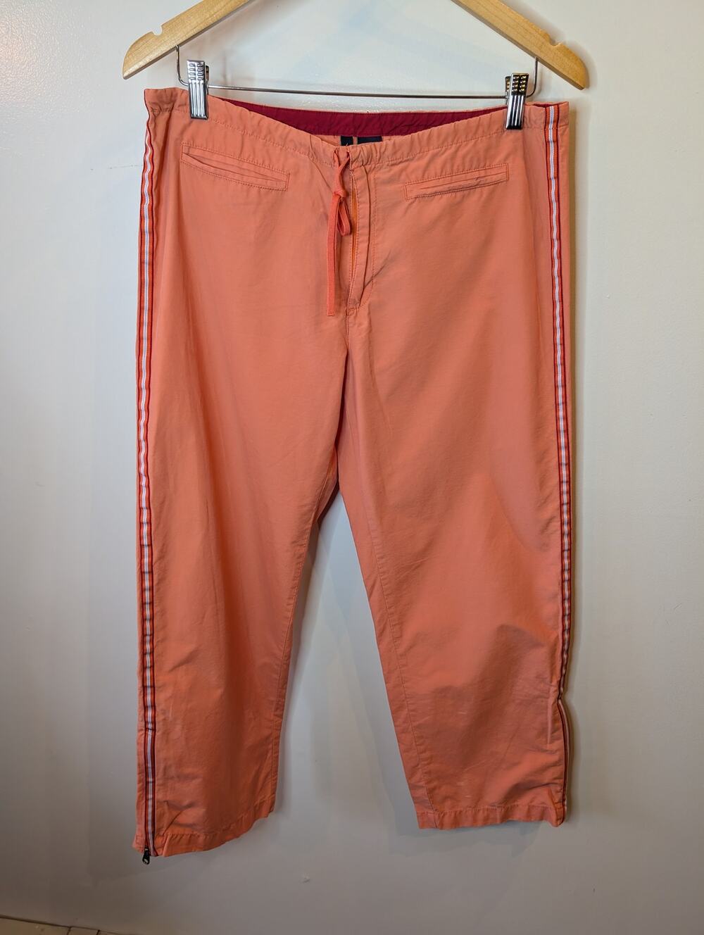 Abercrombie Fitch Burnt Orange Side Stripe Zip Ankle Pants Size 6 Retrosport Y2K